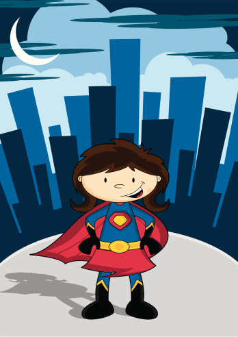 Cute Super Girl Character In City Stock Illustration - Download Image Now -  Cartoon, Child, Superhero - iStock