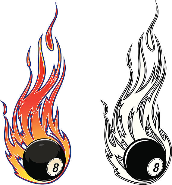 illustrazioni stock, clip art, cartoni animati e icone di tendenza di flaming palla otto - hot rod