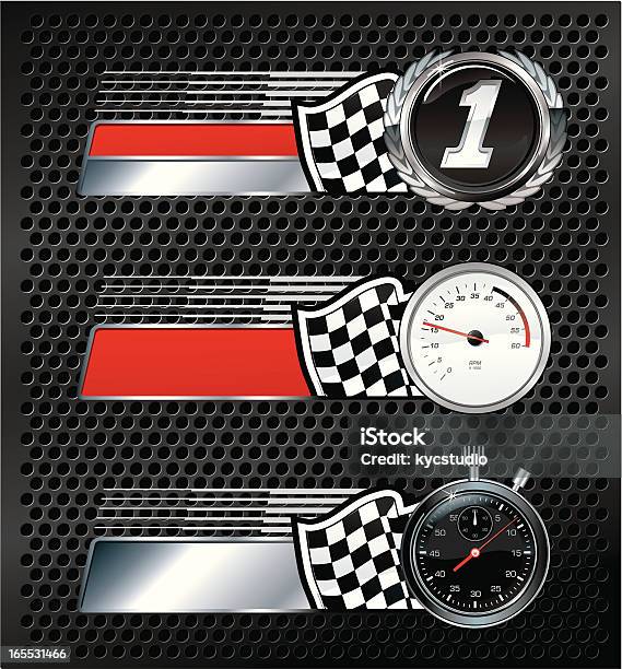 Гоночный Victory Эмблемами — стоковая векторная графика и другие изображения на тему Мотоспорт - Мотоспорт, Секундомер, Шахматный флаг