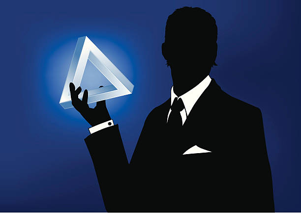 бизнес мужчины проблемы - illusion triangle solution business stock illustrations