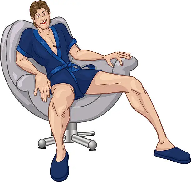 Vector illustration of guy with slippers