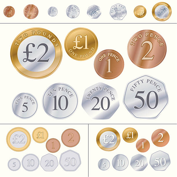 ilustrações, clipart, desenhos animados e ícones de moedas britânica - two pound coin