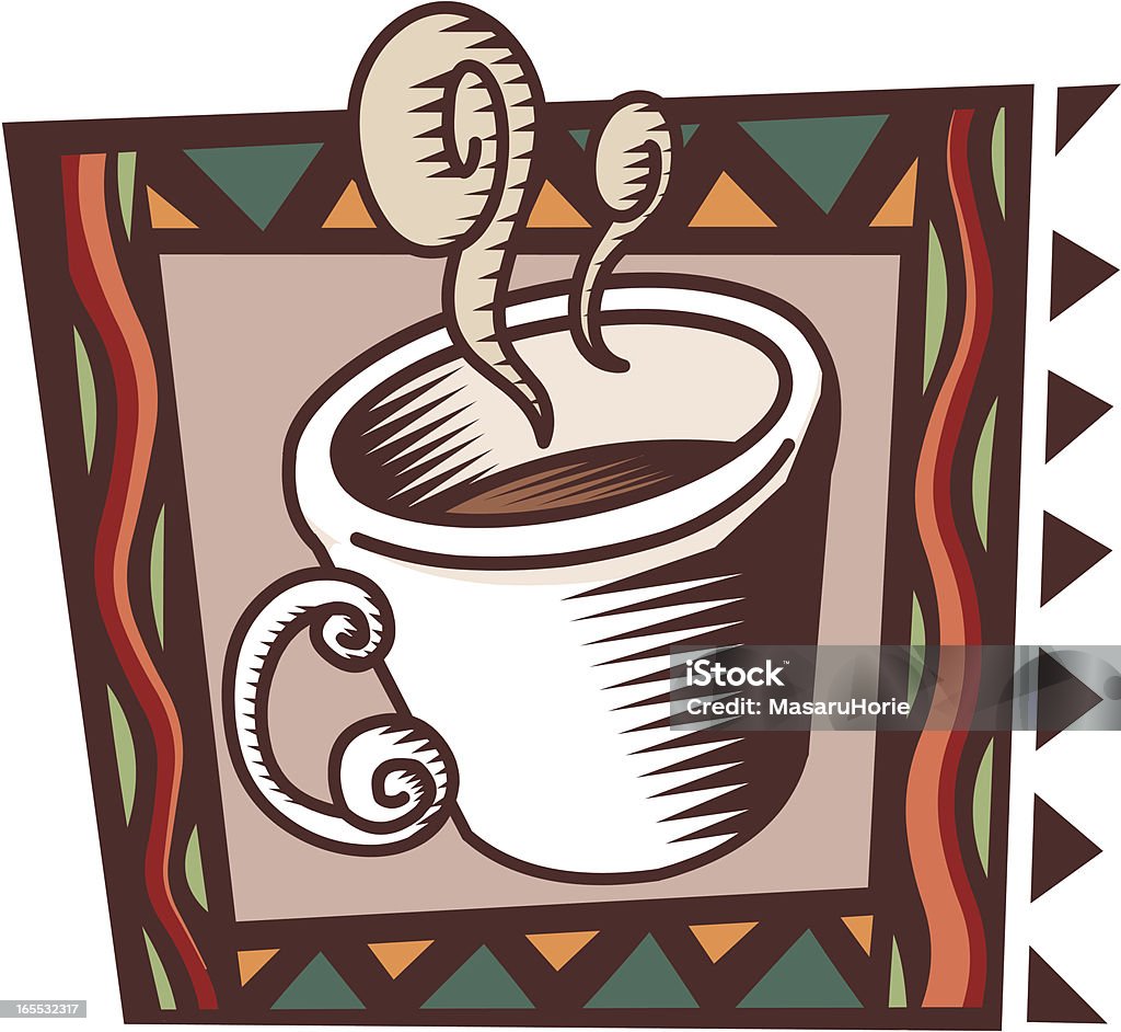 Kaffee-Symbol Holzschnitt-Stil - Lizenzfrei Getränk Vektorgrafik