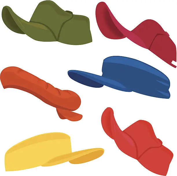 Vector illustration of Illustration of different colored hats