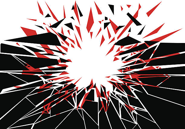 ilustraciones, imágenes clip art, dibujos animados e iconos de stock de explosivo impacto - exploding breaking impact glass