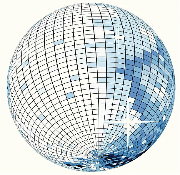 Vector illustration of Blue mirror ball - VECTOR