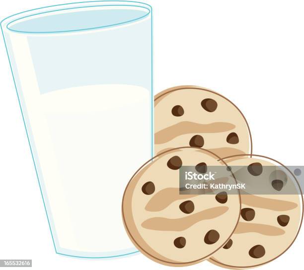 Lait Et Cookies Vecteurs libres de droits et plus d'images vectorielles de Lait - Lait, Verre, Aliment