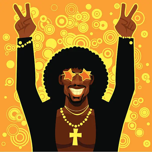 Vector illustration of Funky Afro Man