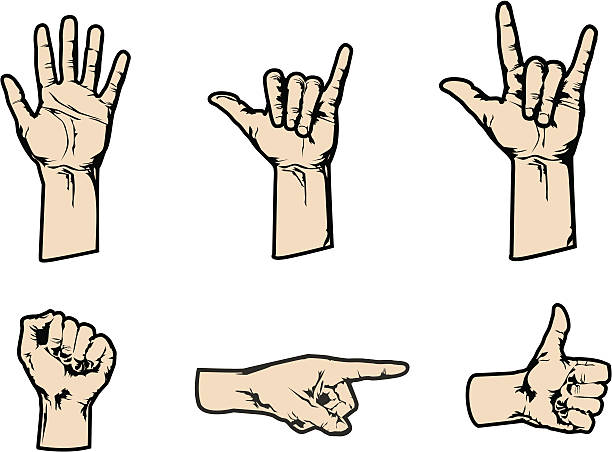 Cartoon Male Hand Gestures Stock Illustration - Download Image Now - Rock  Music, Sign Language, Waving - Gesture - iStock