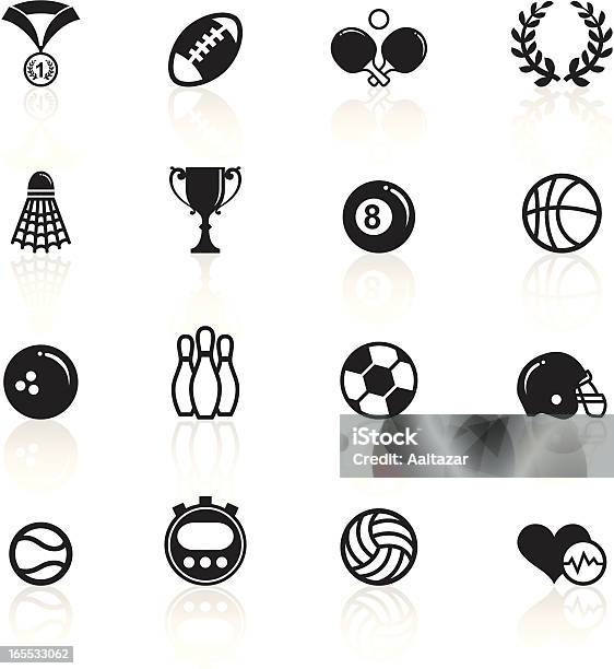 Черные Символыспорт — стоковая векторная графика и другие изображения на тему Aerobics - Aerobics, Американский футбол, Американский футбол - мяч