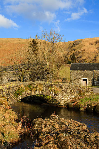 pietra ponte packhorse - watendlath foto e immagini stock