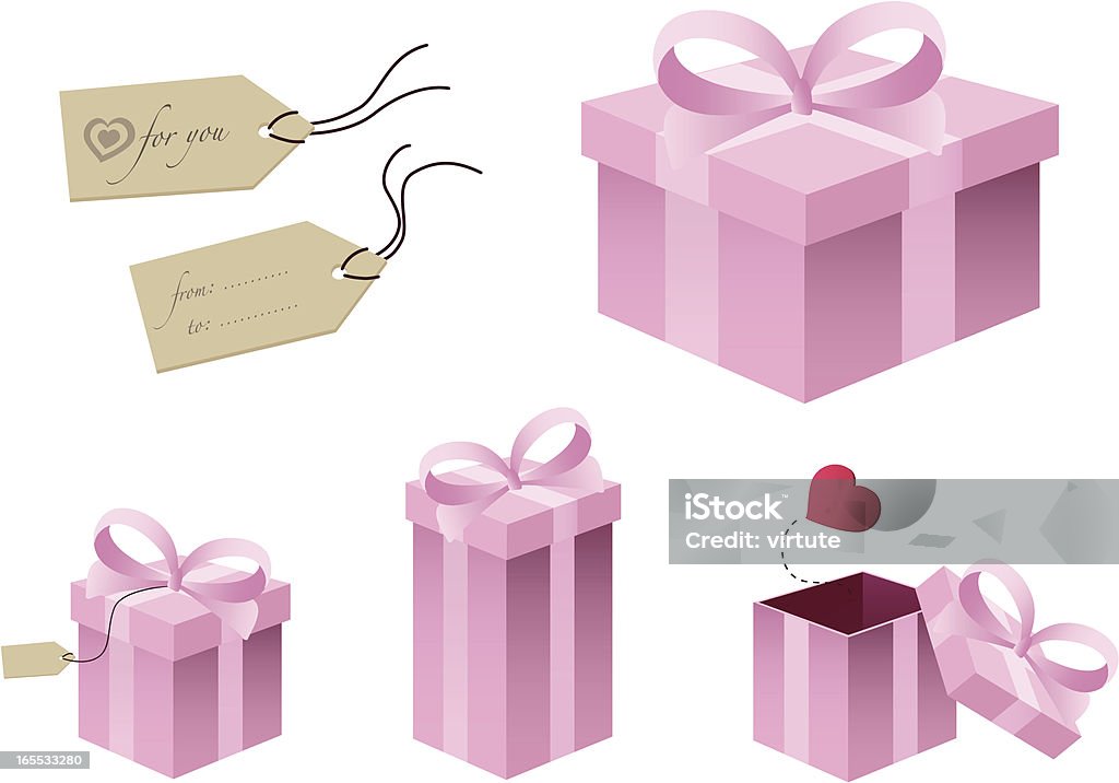 Scatole regalo rosa chiaro - arte vettoriale royalty-free di Carta da regalo