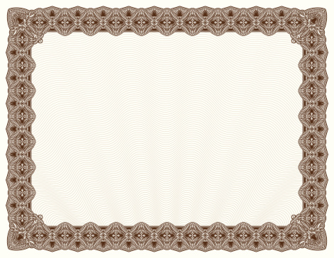 Blank diploma or certificate with brown border