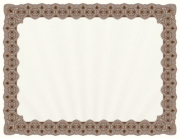 Blank diploma or certificate with brown border vector art illustration