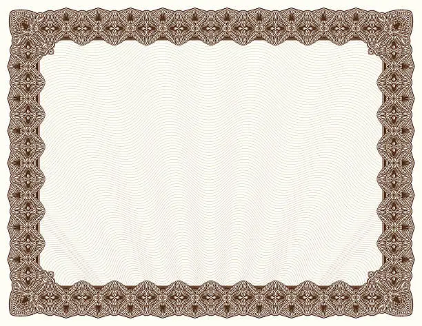 Vector illustration of Blank diploma or certificate with brown border