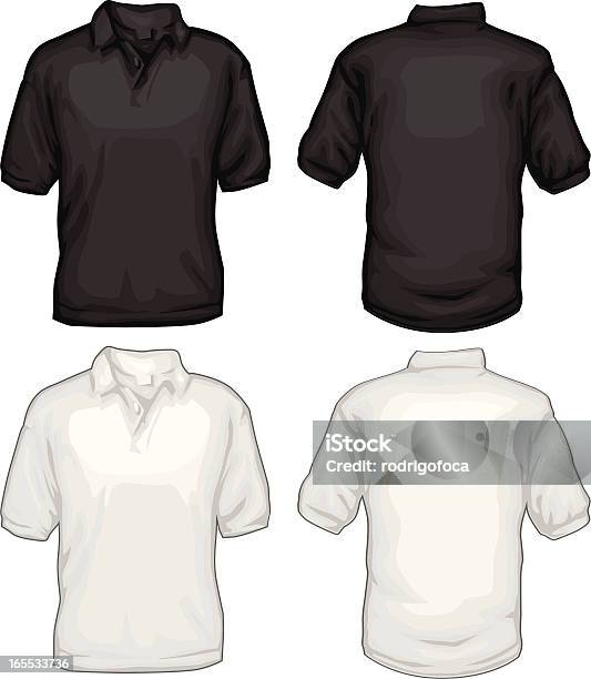 Ilustración de Blanco Y Negro De Juego De Golf Camisas De Delantero Y Trasero y más Vectores Libres de Derechos de Camisa de polo