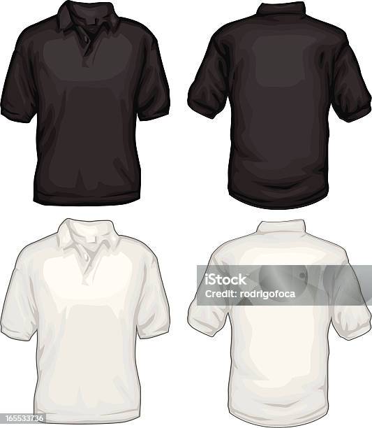 Vetores de Preto E Branco Camisetas De Golfe De Frente e mais imagens de Camisa Pólo - Camisa Pólo, Modelo de base, Camisas