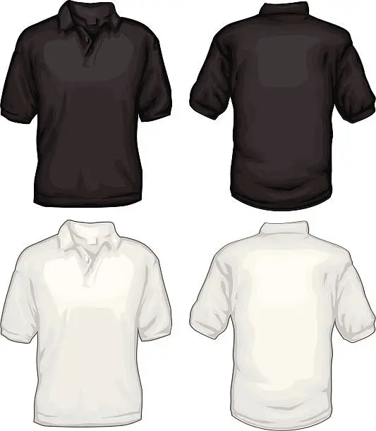 Vector illustration of Black And White Golf Tee Shirts Front Back