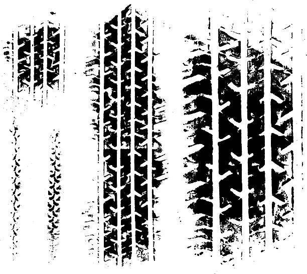 opony grunge - tire track stock illustrations