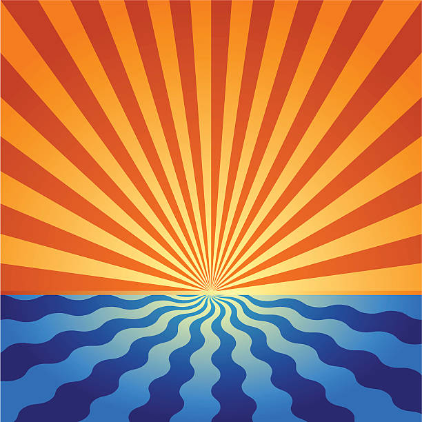 радиальная неба и воды - vanishing point diminishing perspective sunbeam abstract stock illustrations