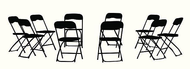 Focus Group Vector Silhouette A-Digit folding chair stock illustrations