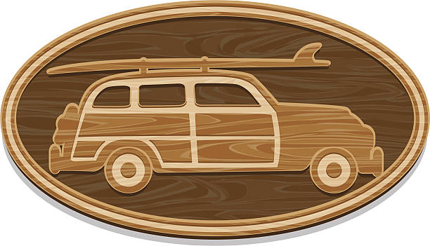 hölzerne auto - woodie stock-grafiken, -clipart, -cartoons und -symbole