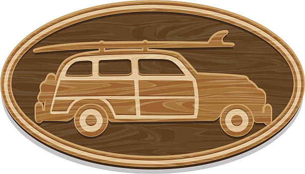 ilustrações, clipart, desenhos animados e ícones de carro de madeira - woodie