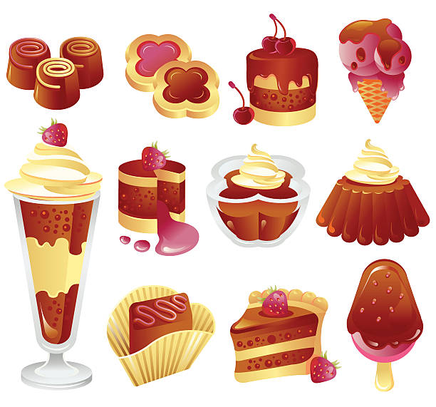 коллекция десерты - cupcake chocolate icing candy stock illustrations