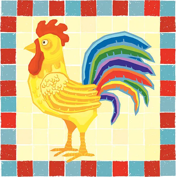 Vector illustration of Folk art rooster