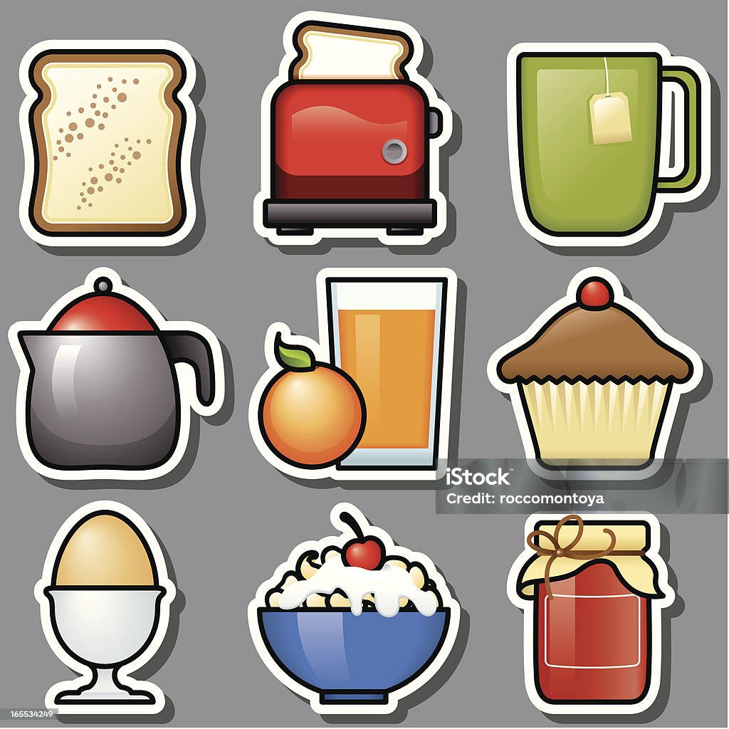 Frühstück Grau Symbole - Lizenzfrei Konfitüre Vektorgrafik
