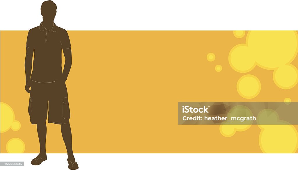 Casual beach wear A man in casual beach attire on a banner. Zoom in to see clothing detail. I also have this man in business attire and a tuxedo. In Silhouette stock vector