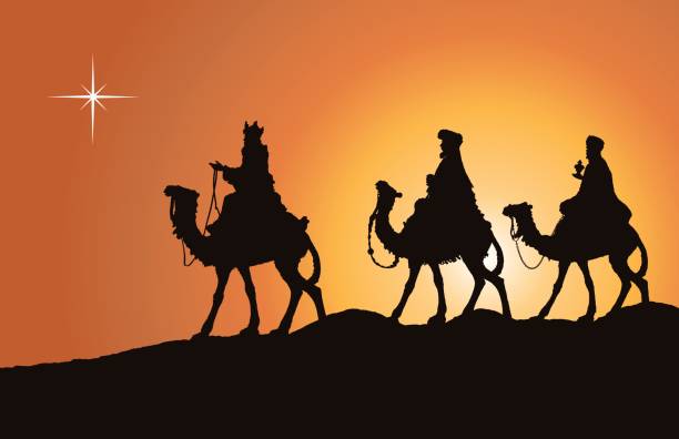 Kings on Camels (Vector) The Three Kings on Camels. christmas three wise men camel christianity stock illustrations