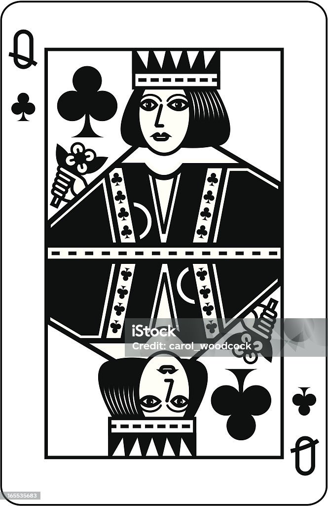 Queen of Clubs Schwarz - Lizenzfrei Buchstabe Q Vektorgrafik