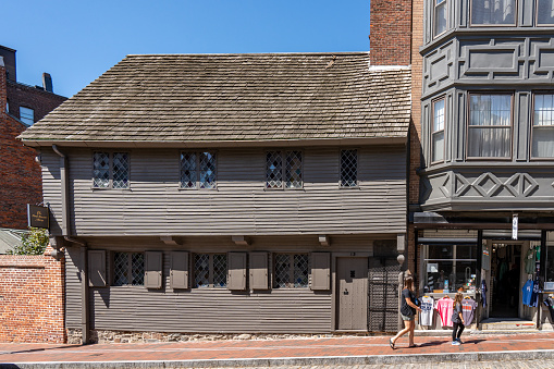 Boston, USA - 01 September 2023 - The famous Paul Revere house in Boston