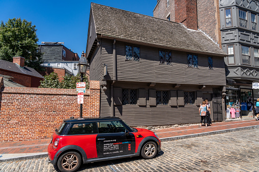 Boston, USA - 01 September 2023 - The famous Paul Revere house in Boston