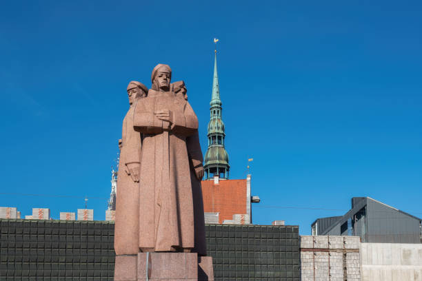 Riga, Latvia - Jul 13, 2019:  Latvian Riflemen Monument - Riga, Latvia