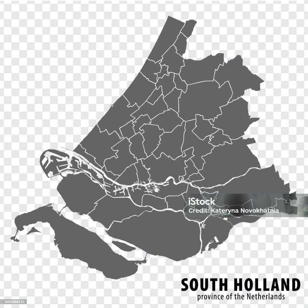 Blank Map Province South Holland Of Netherlands High Quality Map South