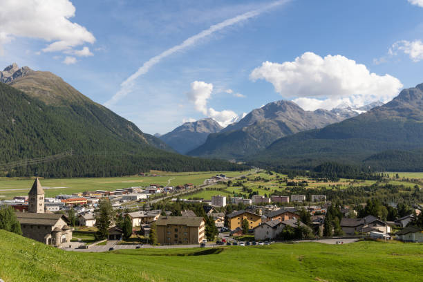 Samedan View over the village samedan stock pictures, royalty-free photos & images
