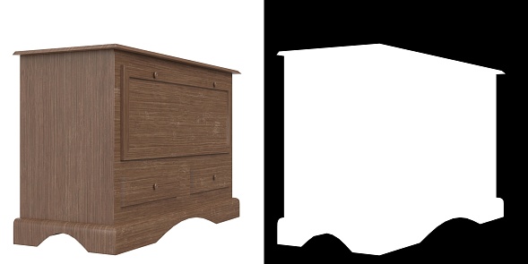 3D rendering illustration of a wooden sideboard with drawers