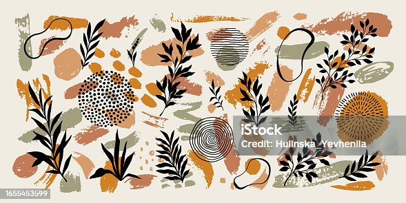 istock Creative minimalist hand draw Abstract art background. Modern aesthetic illustrations. Bohemian style Collection of contemporary artistic Design for wall decoration, postcard, poster, brochure 1655453599