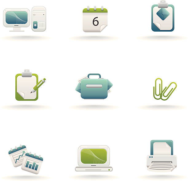 Lime and Ice: Office Icons vector art illustration