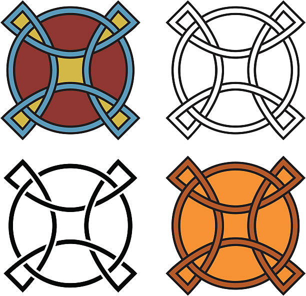 4 셀틱 실즈, 벡터 - tied knot celtic culture cross shape cross stock illustrations
