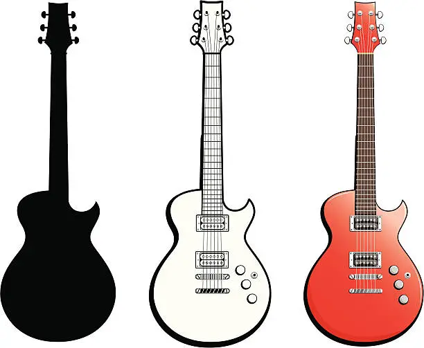 Vector illustration of Red guitar