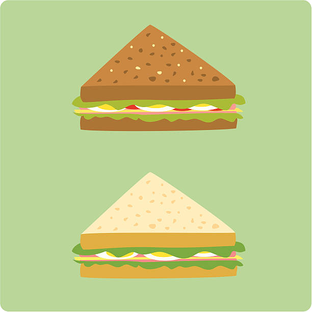 illustrations, cliparts, dessins animés et icônes de des sandwiches aux œufs et jambon - whole wheat illustrations