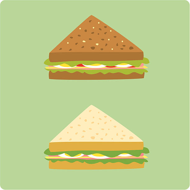egg and ham sandwiches snadwiches with ham, egg, tomato, lettuce and cheese. bread clipart stock illustrations