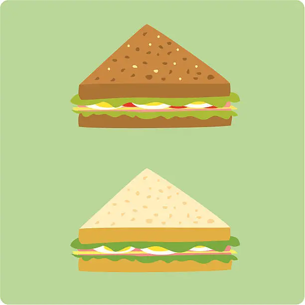 Vector illustration of egg and ham sandwiches