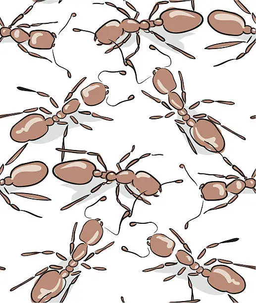 Vector illustration of Brown Ants Seamless Pattern