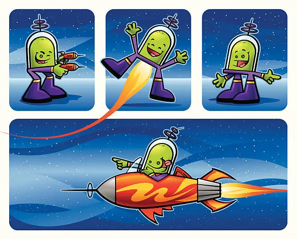 Vector illustration of Friendly Martians