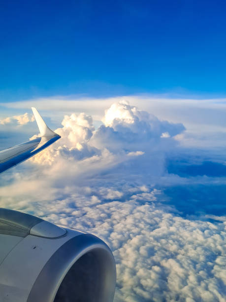 istock View from the plane window. Wing aircraft in the sky. Flying over Egypt 1655484661
