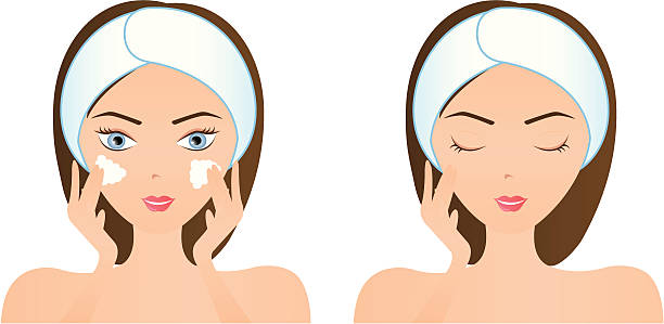 Face Washing vector art illustration